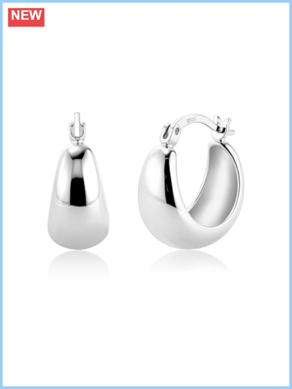 Chunky Silver Hoop Earrings Huggie Hypoallergenic 925 Sterling Silver Post